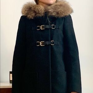 Black Maje Coat with 100% Racoon fur